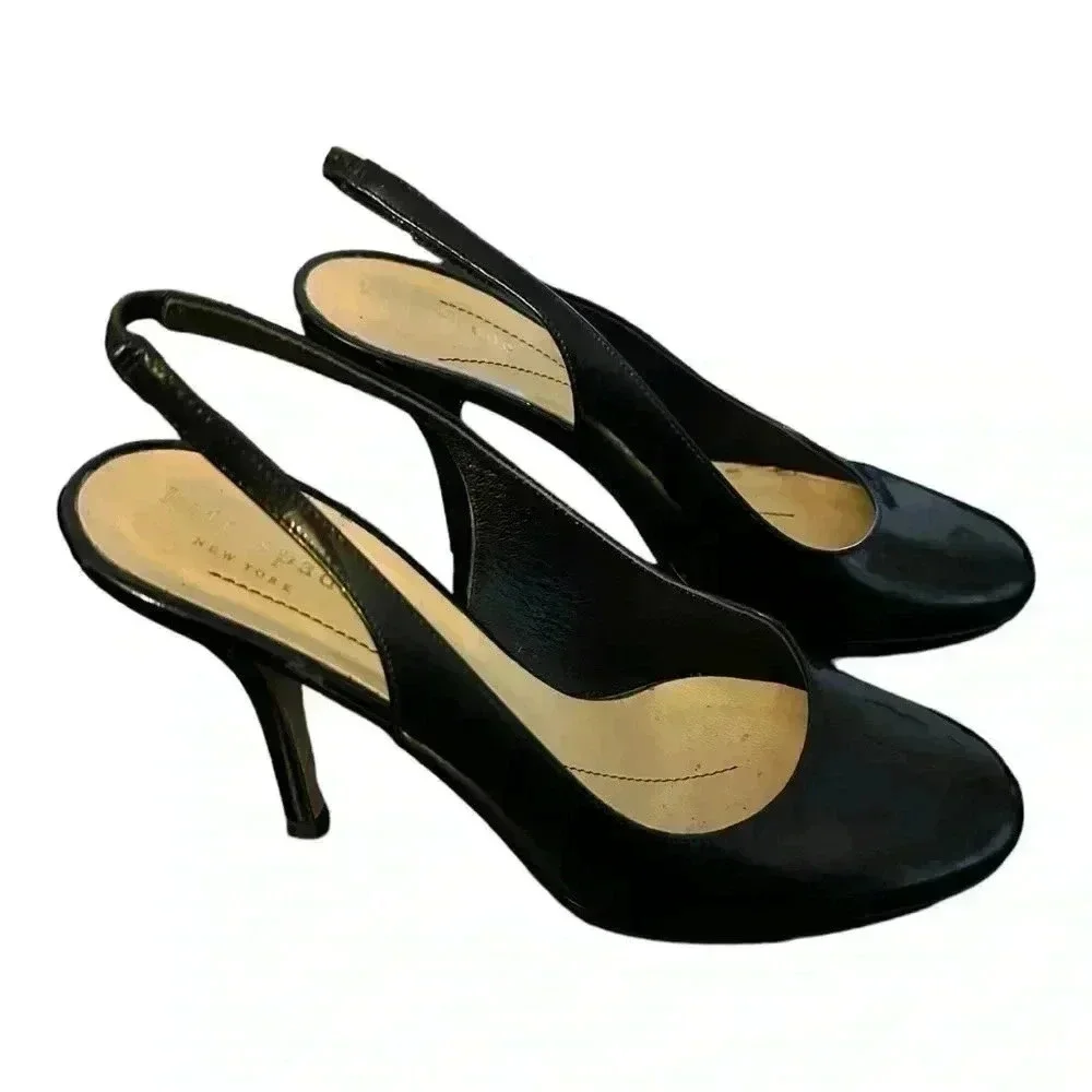 Kate Spade Patent Leather Sling Back Round Tip Heels Sz 6.5